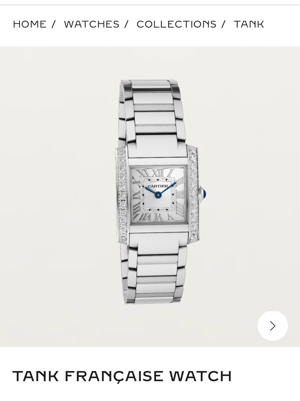 Cartier Silver Tank Française Watch with Blue Cabochon